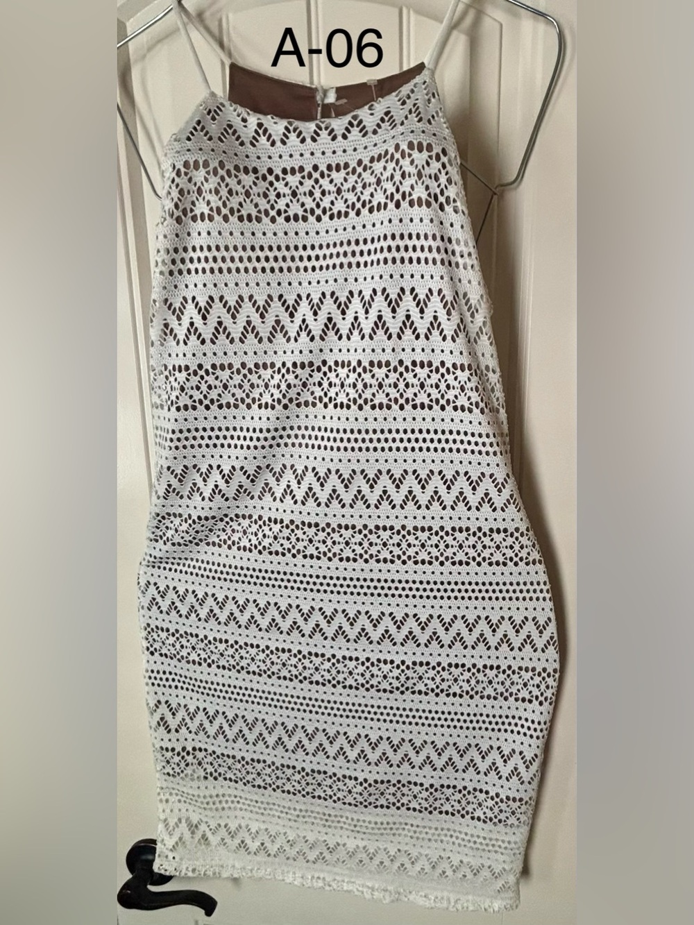 Poetry White Tan Lace Dress women’s size M.